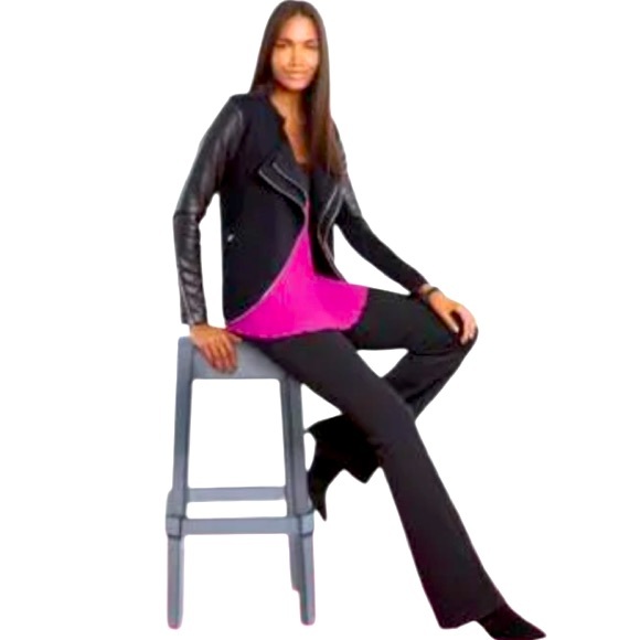 NEW Macy’s INC International Concept Knit
Moto Faux Leather Double Zipper Jacket - Picture 2 of 10